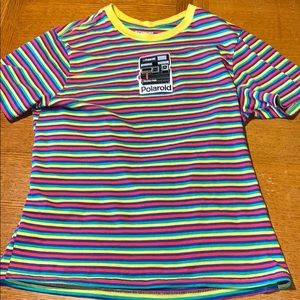 Polaroid striped graphic tee